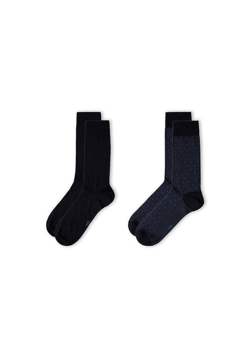 Indigo 2-Pack Cotton Lycra Flexible Patterned Thin Socks Set