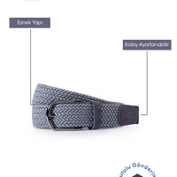Medium Grey Sporty Lycra Elastic Knit Belt in Gift Box