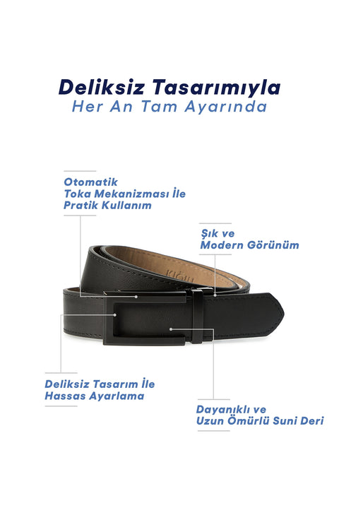 Black Automatic Buckle Plain Belt