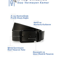 Black X-Ray Machine-Friendly Metal-Free Airport Belt with Special Buckle