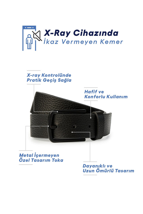 Black X-Ray Machine-Friendly Metal-Free Airport Belt with Special Buckle