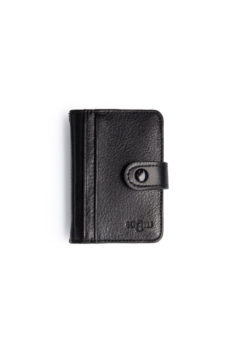 Black Leather Snap Card Holder