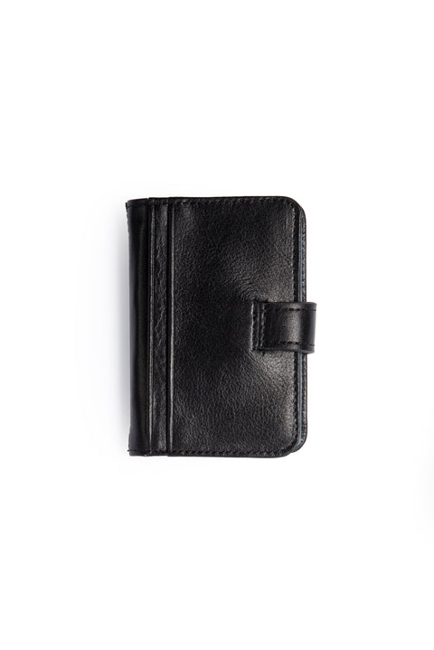 Black Leather Snap Card Holder