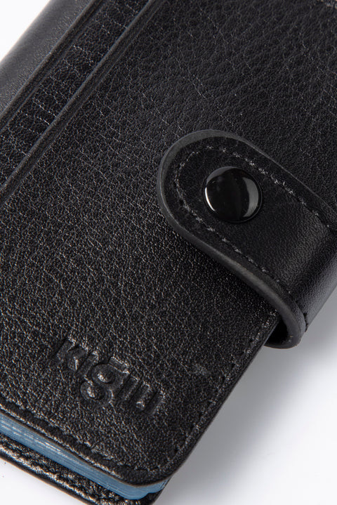 Black Leather Snap Card Holder