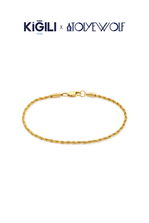 Gold Color Stainless Steel Gold Plated Twist Chain Bracelet X AtolyeWolf