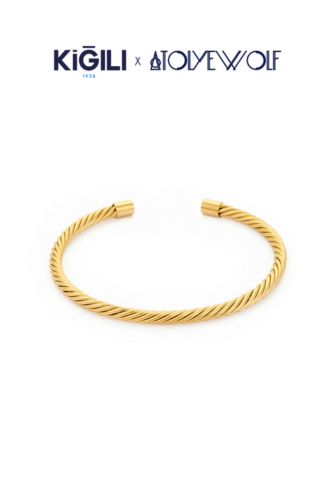 Gold Color Stainless Steel Gold Plated Coiled Bracelet X AtolyeWolf