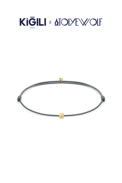Medium Gray Stainless Steel Gold Plated Luck Bracelet X AtolyeWolf