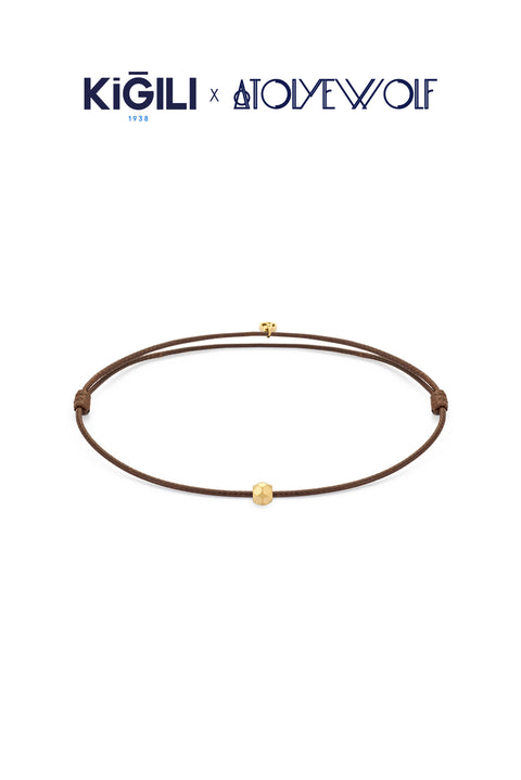 Dark Brown Stainless Steel Gold Plated Lucky Bracelet X AtolyeWolf
