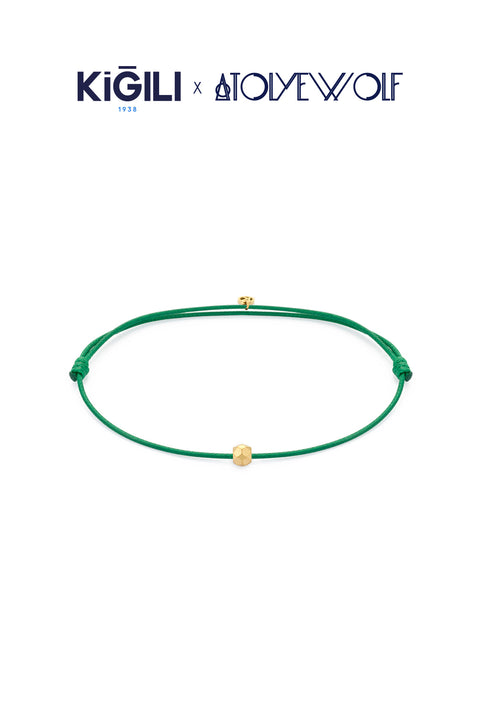 Dark Green Stainless Steel Gold Plated Lucky Bracelet by AtolyeWolf