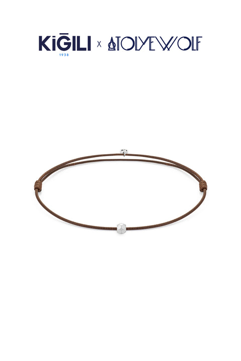 Dark Brown Stainless Steel Silver Plated Lucky Bracelet X AtolyeWolf