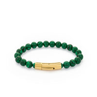 Dark Green Stainless Steel Gold Plated Natural Malachite Stone Bracelet X AtolyeWolf