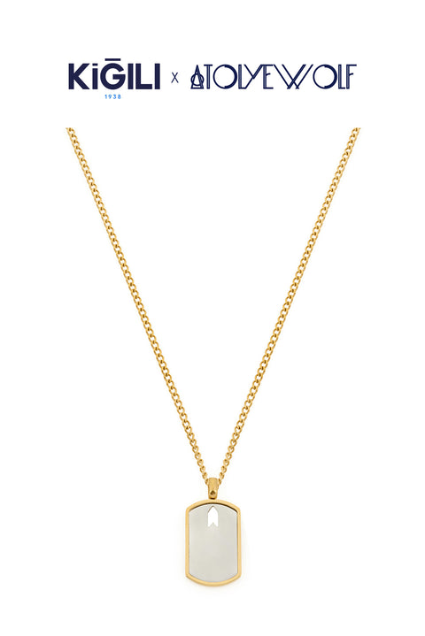 Gold Color Stainless Steel Gold Plated Frame Plate Necklace X AtolyeWolf