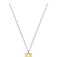 Silver Color Stainless Steel Silver Plated Frame Plate Necklace X AtolyeWolf