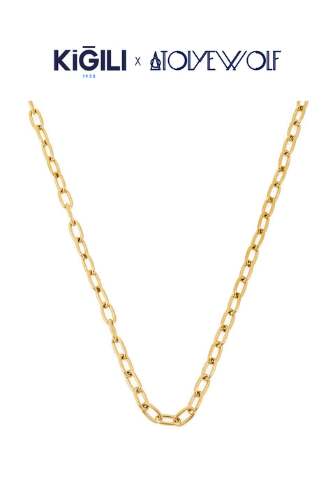 Gold Color Stainless Steel Gold Plated Forsa Chain Necklace X AtolyeWolf