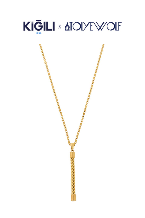 Gold Color Stainless Steel Gold Plated Spiral Necklace X AtolyeWolf