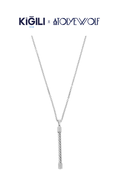 Silver Color Stainless Steel Silver Plated Spiral Necklace X AtolyeWolf