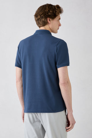 İndigo Kıvrılmaz Polo Yaka Slim Fit Dar Kesim Ribana Detaylı Pamuk Tişört