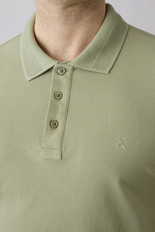 Orman Yeşili Kıvrılmaz Polo Yaka Slim Fit Dar Kesim Ribana Detaylı Pamuk Tişört