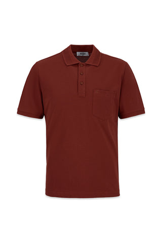 Turuncu Kıvrılmaz Polo Yaka Regular Fit Cepli Ribana Detaylı Pamuk Tişört