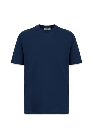 İndigo Bisiklet Yaka Regular Fit %100 Pamuk Basic Tişört