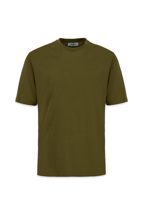 Medium Khaki Crew Neck Regular Fit 100% Cotton Basic T-Shirt