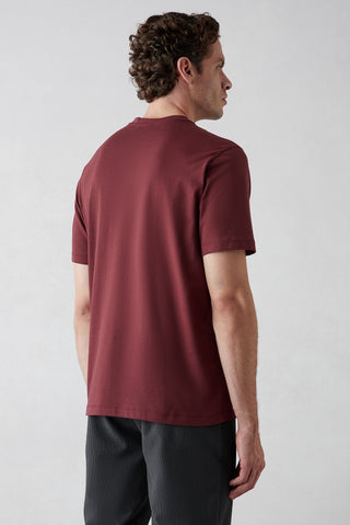 Koyu Bordo Bisiklet Yaka Regular Fit %100 Pamuk Basic Tişört