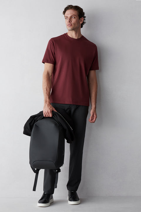 Koyu Bordo Bisiklet Yaka Regular Fit %100 Pamuk Basic Tişört