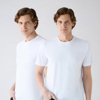 White-White Crew Neck Regular Fit 100% Cotton 2-Pack Basic T-Shirt Set
