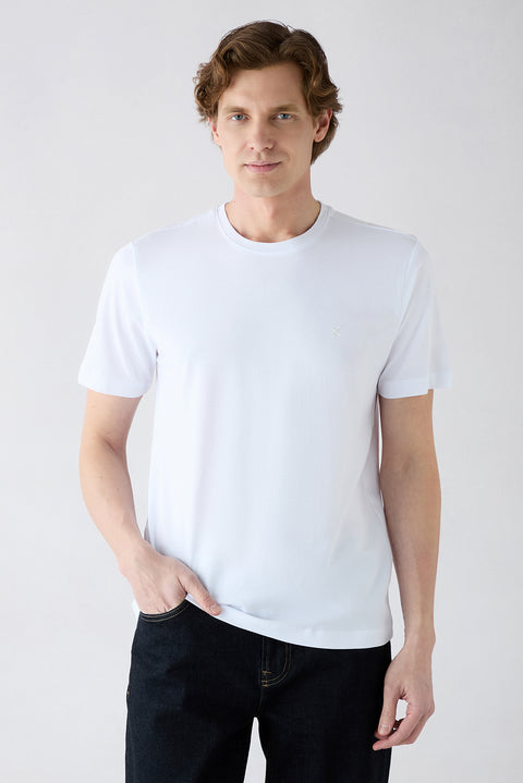 White-White Crew Neck Regular Fit 100% Cotton 2-Pack Basic T-Shirt Set