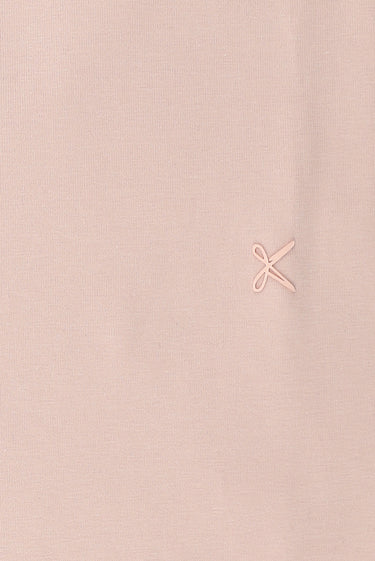 Toz Pembe Büyük Beden Bisiklet Yaka Süprem Pamuklu Tişört