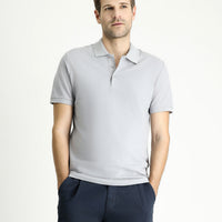 Orta Gri Slim Fit Dar Kesim Nakışlı Pamuk Polo Yaka Tişört