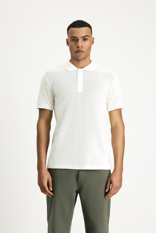 Ekru Slim Fit Dar Kesim Nakışlı Pamuk Polo Yaka Tişört