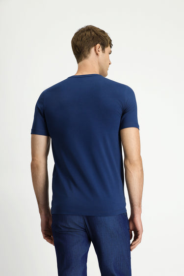 İndigo Bisiklet Yaka Slim Fit Dar Kesim Süprem Pamuklu Tişört