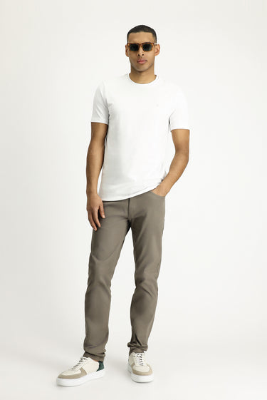 Beyaz Bisiklet Yaka Slim Fit Dar Kesim Süprem Pamuklu Tişört