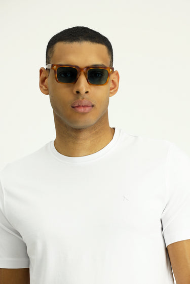 Beyaz Bisiklet Yaka Slim Fit Dar Kesim Süprem Pamuklu Tişört