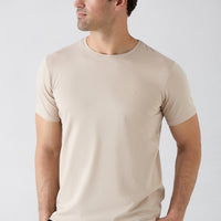 Stone Crew Neck Slim Fit Soft Textured Cotton Lycra Stretch T-Shirt