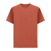 Terracotta Crew Neck Slim Fit Soft Textured Cotton Lycra Stretch T-Shirt