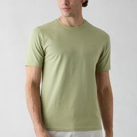 Forest Green Crew Neck Slim Fit Soft Textured Cotton Lycra Stretch T-Shirt