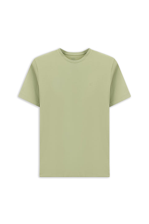 Forest Green Crew Neck Slim Fit Soft Textured Cotton Lycra Stretch T-Shirt