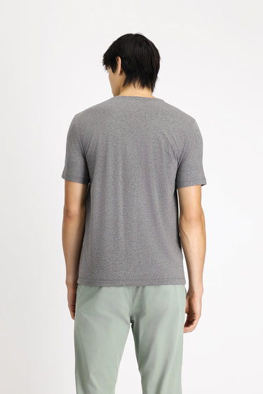 Koyu Antrasit Melanj Bisiklet Yaka Slim Fit Dar Kesim Pamuklu Tişört