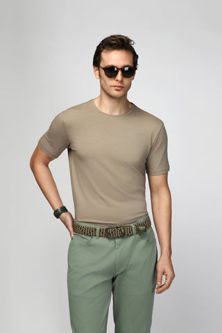 Orta Vizon Bisiklet Yaka Slim Fit Dar Kesim Pamuklu Tişört