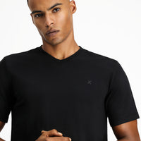 Siyah V Yaka Slim Fit Dar Kesim Süprem Pamuklu Tişört