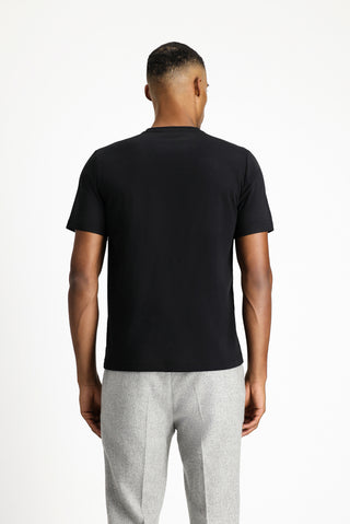 Siyah V Yaka Slim Fit Dar Kesim Süprem Pamuklu Basic Tişört