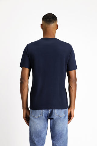 Orta Lacivert V Yaka Slim Fit Dar Kesim Süprem Pamuklu Basic Tişört
