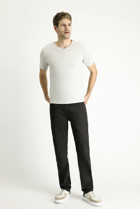 Taş V Yaka Slim Fit Dar Kesim Süprem Pamuklu Basic Tişört
