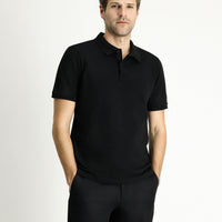 Black Regular Fit Embroidered Cotton Polo Shirt