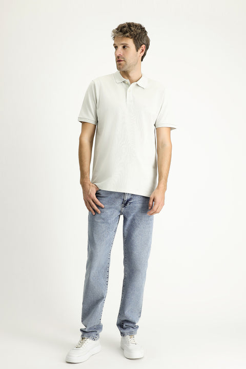 Taş Regular Fit Nakışlı Pamuk Polo Yaka Tişört