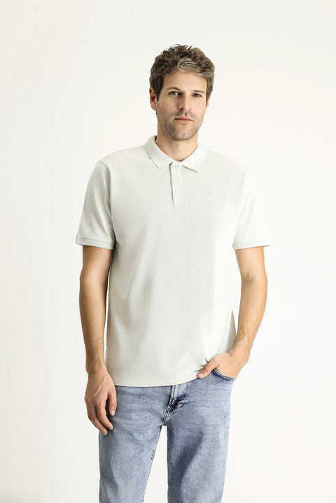 Taş Regular Fit Nakışlı Pamuk Polo Yaka Tişört