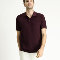 Koyu Bordo Regular Fit Nakışlı Pamuk Polo Yaka Tişört