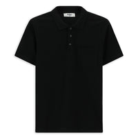 Siyah Slim Fit Dar Kesim Pamuk Cepli Polo Yaka Tişört